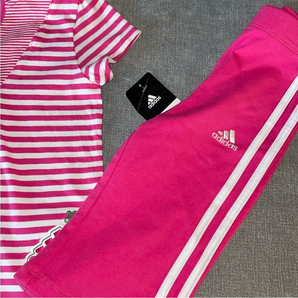 Adidas Girl's Set - Hooded Short Sleeve Shirt and Pants - Picture 4 of 4